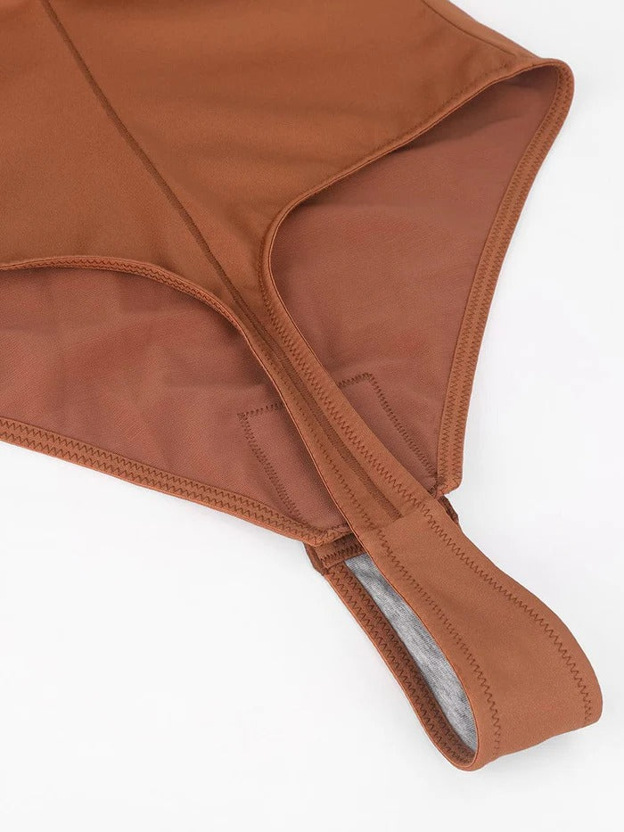 Shapewear Bodysuit in Brown, standing