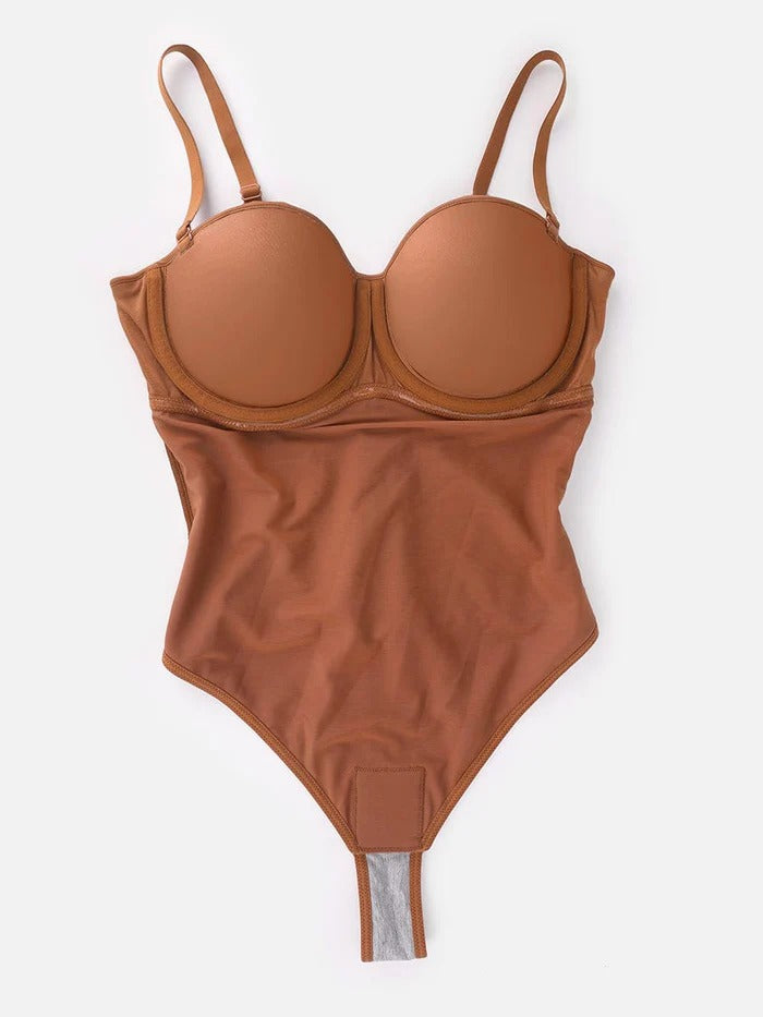 Shapewear Bodysuit in Brown, three quarter